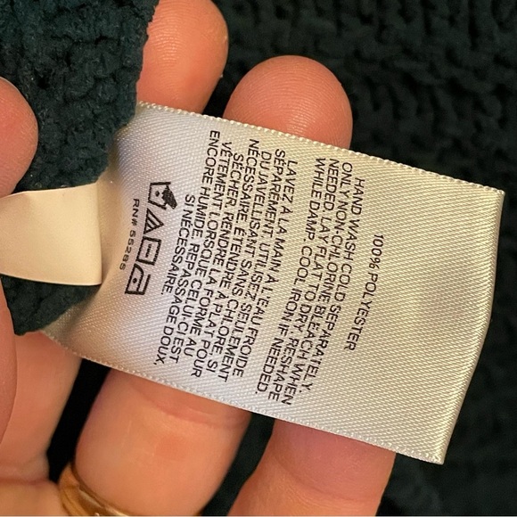 EXPRESS Hunter green sweater Small scoop neck balloon sleeves chenille knit - Picture 6 of 10